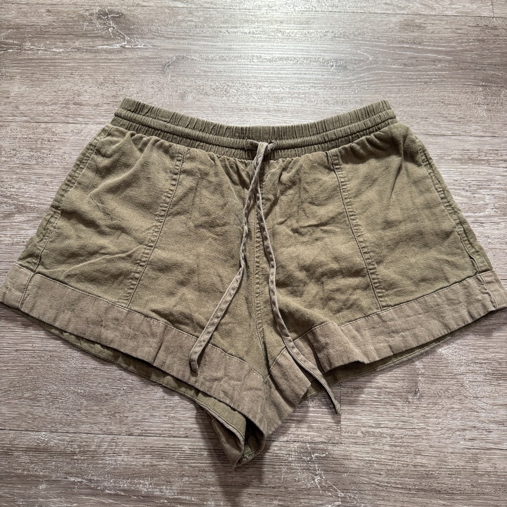 Universal Thread Shorts Womens Small Green High Rise Linen Blend Drawstring